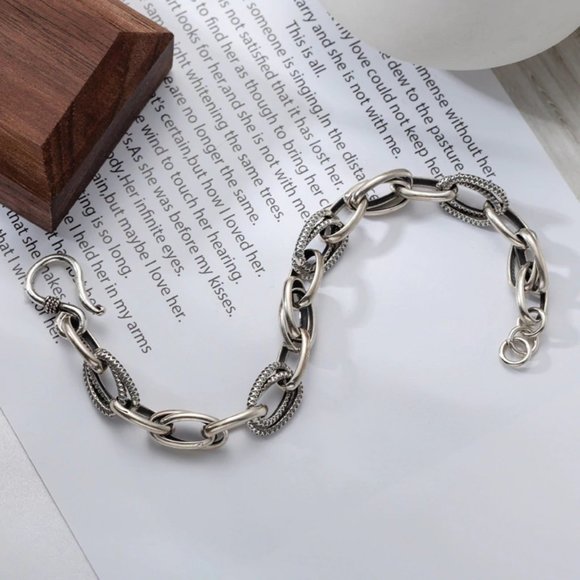 NEW 925 Sterling Silver Link Chain Bracelet B - Picture 2 of 7